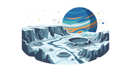 Flat Vector Illustration of a Frozen Alien Planet Landscape © Untung