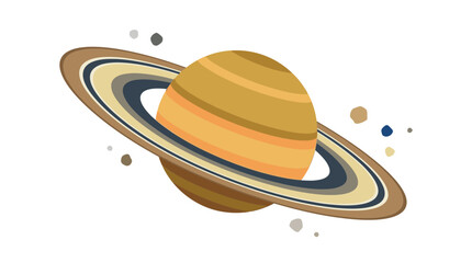 Cartoon Illustration of a Planet with Rings Isolated © Untung