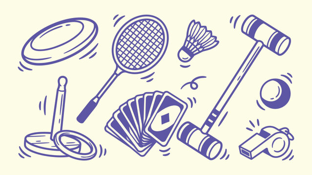 Sport and recreational activity icons doodle set