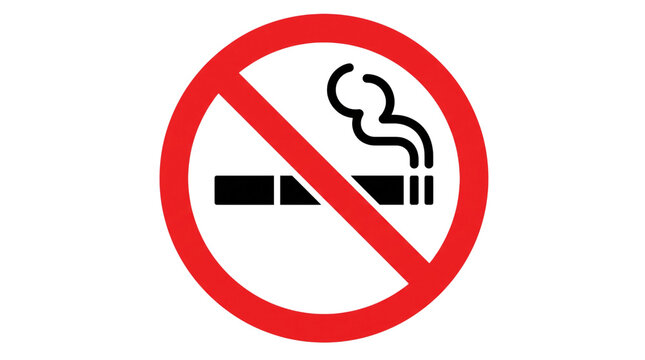 No smoking featuring cigarette and smoke on white background, isolated on transparent background