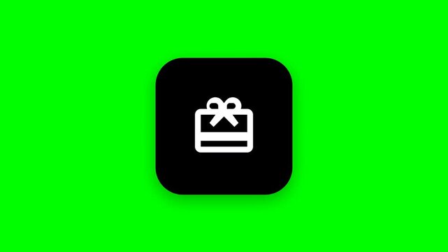 Black gift box icon buttons on bright green screen background