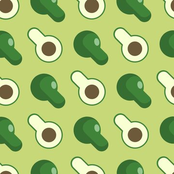 Fresh Green Avocado Seamless Pattern Design