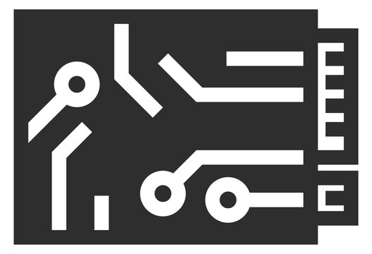 Gpu circuit black icon. Computer tech component