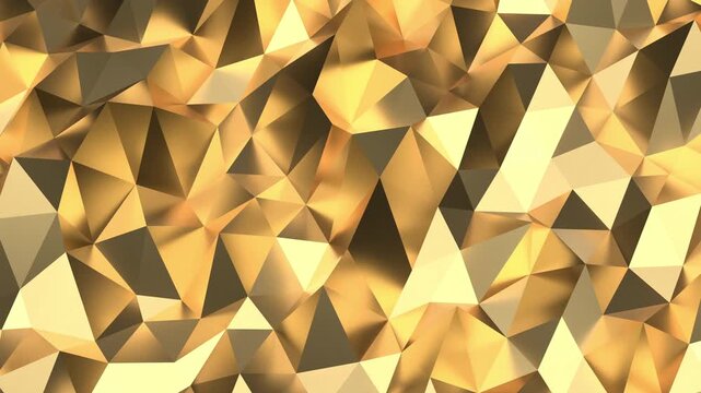 Abstract golden geometric background low poly texture shiny surface
