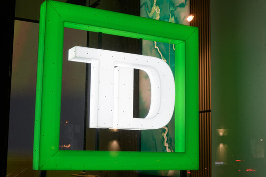 illuminated sign at TD Terrace, a corporate office tower, located at 160 Front St W, Toronto