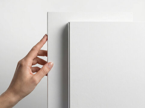 Blank White Book Cover Mockup with Hand for Publishing and Print Design