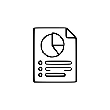 Business report document with pie chart summary icon