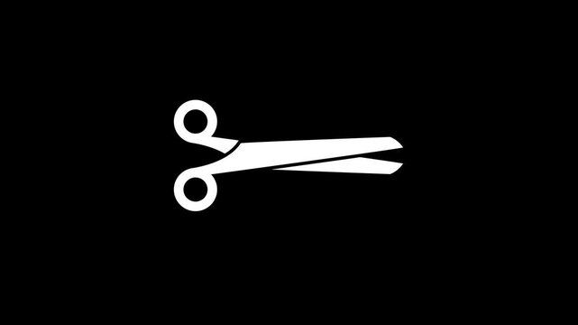 Minimalist scissors icon animation: cutting action for ui, and editing projects