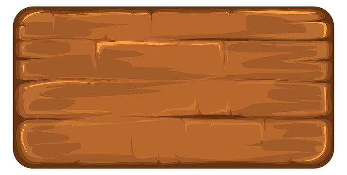 Wooden sign cartoon template. Vintage game panel