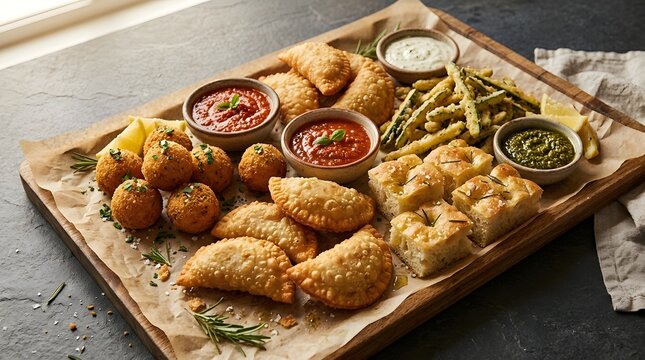 A delightful culinary journey showcasing a rich assortment of golden brown crispy and flavorful poutine alongside vibrant italian inspired sauces and toppings presenting a