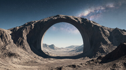 Fototapeta premium Massive Natural Arch on Barren Alien Planet