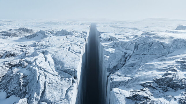 Perfect Straight Fracture Across Frozen Alien World