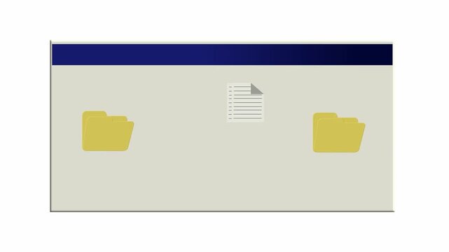 Simple folder icons sit on a light background. One folder holds a document beside it. Flat design style looks clean and modern. Ideal for organizing digital files or data