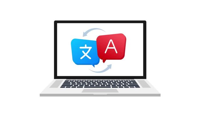 Online language translator application on a laptop screen