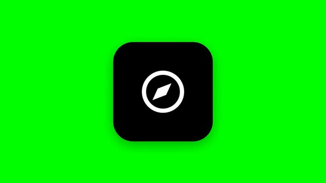 Compass navigation app icons on green screen background