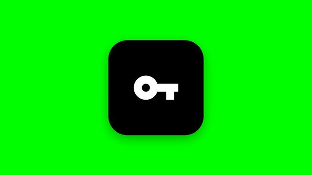 Key security icon buttons floating on chroma key green screen