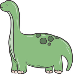 Green Brontosaurus Cartoon Illustration Sticker © ToZ Icon