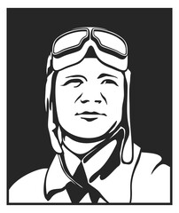 Airplane pilot portrait. Retro brave aviator man © MicroOne
