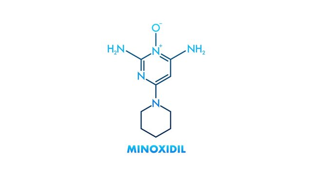 Minoxidil chemical molecule structure animation isolated