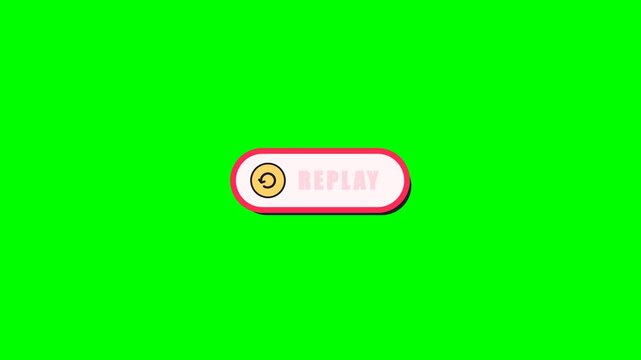 Blinking replay text buttons on green screen background. 4k