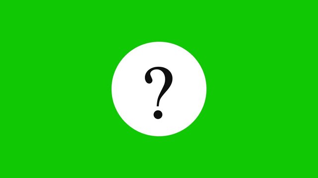 Question mark symbol appearing inside white circle on green screen background simple animation motion graphic for digital content presentation video element visual effect.