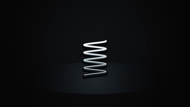 Abstract Metal Spring Coil Expanding and Contracting Motion on Dark Background