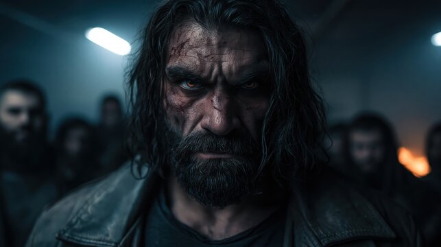 angry man with intense expression in dark setting