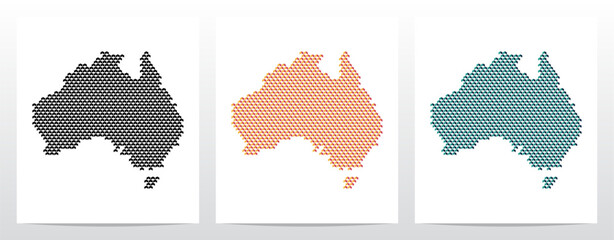 Australia modern map design built from grouped chevron shapes geography with eye catching geometric art © recehan