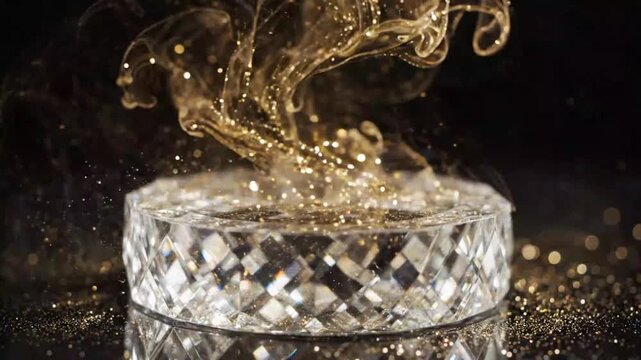 Close-up of sparkling liquid splashing from a glass in sequence