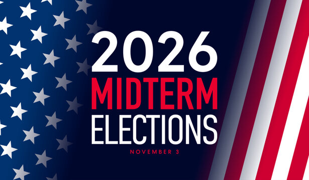Midterm Election Day, US Midterms 2026, USA flag background