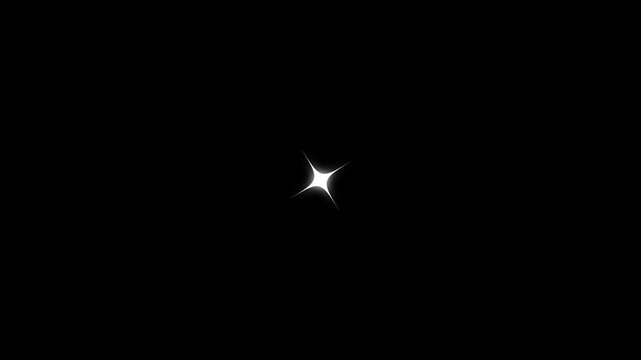 Bright Shiny Twinkling Stars in Night Sky, 4K Sparkling Light Animation on Black Screen,background Glowing Starry Motion Graphics, Flat Vector Doodles Blinking Effect for Festive Video Events.