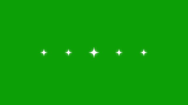 Dazzling Glowing Stars & Twinkle Light Sparkling Animation, 4K green Screen Background, Bright Shiny Starry Night Sky Motion Graphics, Cartoon Vector Doodles Blinking Sparkle Effect.