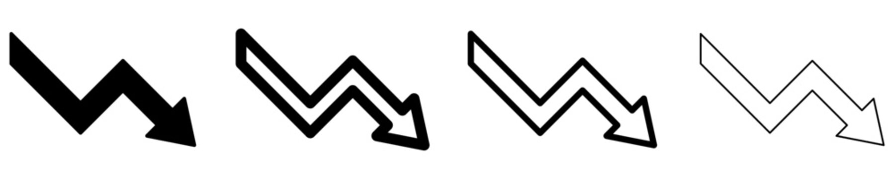 Downward trend line icon for financial decrease