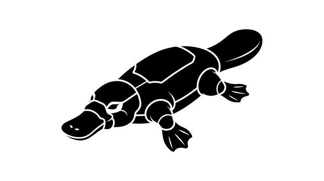 Isometric bold pure solid platypus silhouette icon representing versatile hybrid technology electroreception sensors and multi functional system