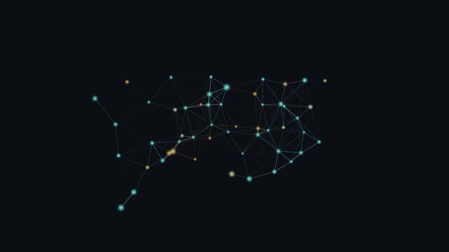 Abstract digital network node graph with glowing connected glowing dots and lines on dark background network nodes data graph plexus background abstract tech cyber connection