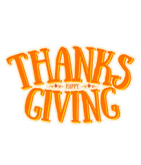 Happy Thanksgiving typography lettering design with autumn leaves © Takeitizy_