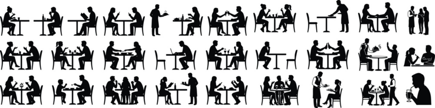 Silhouette people cafe restaurant dining coffee shop 