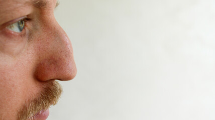 Close up side profile view of man with aquiline nose before rhinoplasty surgery © eliyashevskiy