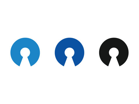 Open Source software logo icons in blue and black colors.