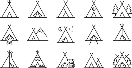 Teepee Tent and Camping Icon Set for Outdoor Adventure Vector DesignsTeepee Tent and Camping Icon Set for Outdoor Adventure Vector Designs © MstZaheda