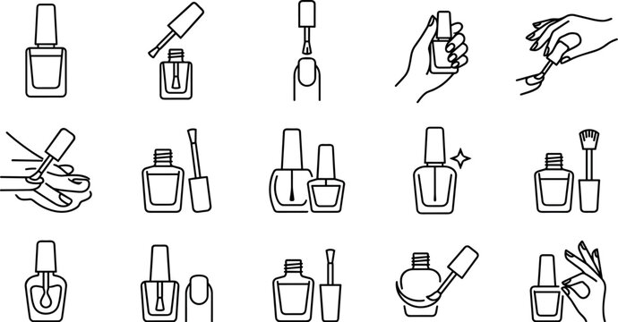 Nail Polish and Manicure Icon Set for Cosmetic Beauty Salon Vector DesignsNail Polish and Manicure Icon Set for Cosmetic Beauty Salon Vector Designs