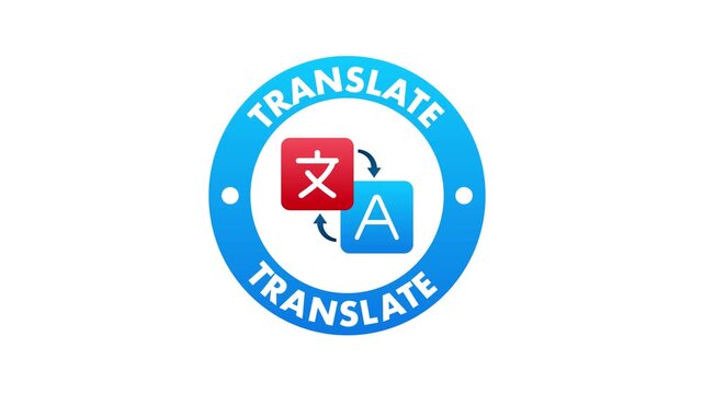 Online language translator icon motion graphic animation