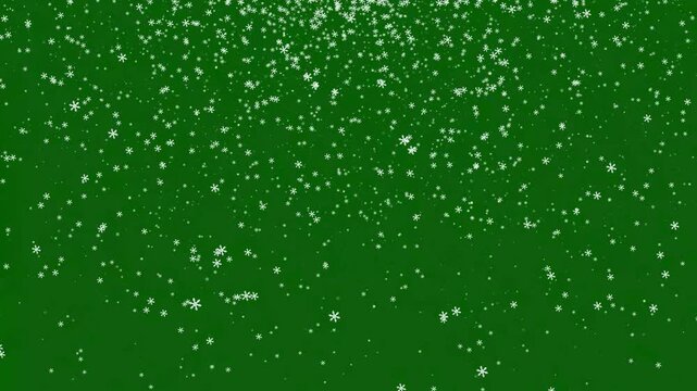Beautiful realistic snow flakes falling animation on a green screen background,Gentle Christmas Morning Snow - loop, alpha channel. winter, slowly falling snow effect,4k animation