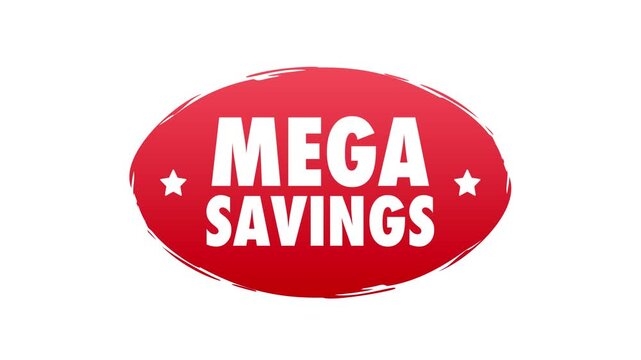 Animated mega savings offer sticker animation