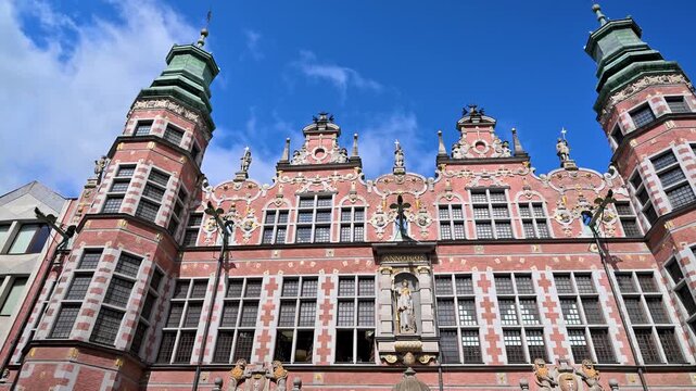 Ornate historical Great Armoury building in Gdansk, Poland