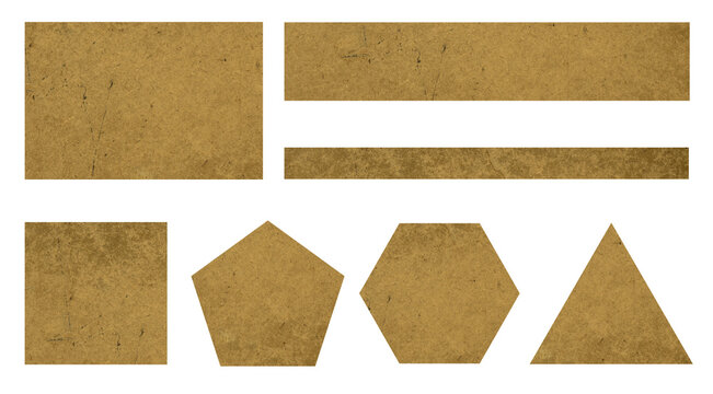 Geometric Basic Shapes Set Square Rectangle Pentagon Hexagon Triangle Kraft Paper Texture Isolated