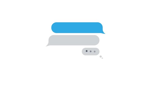 Chat bubbles with typing indicator isolated on white background