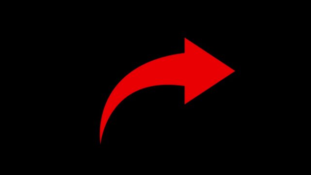 Red arrow curves upward across a black background in sequential frames