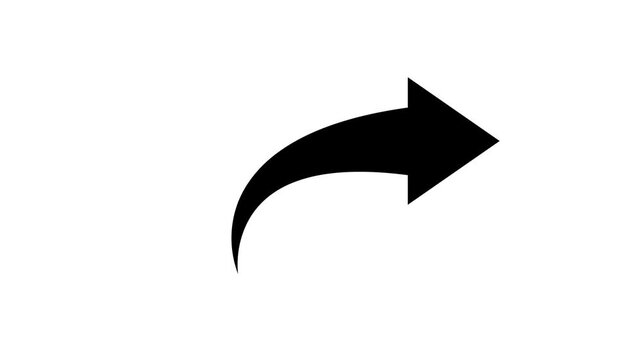 Curved arrow shape rotates clockwise across a white background