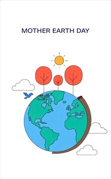 Mother Earth Day Illustration With Planet And Trees.
